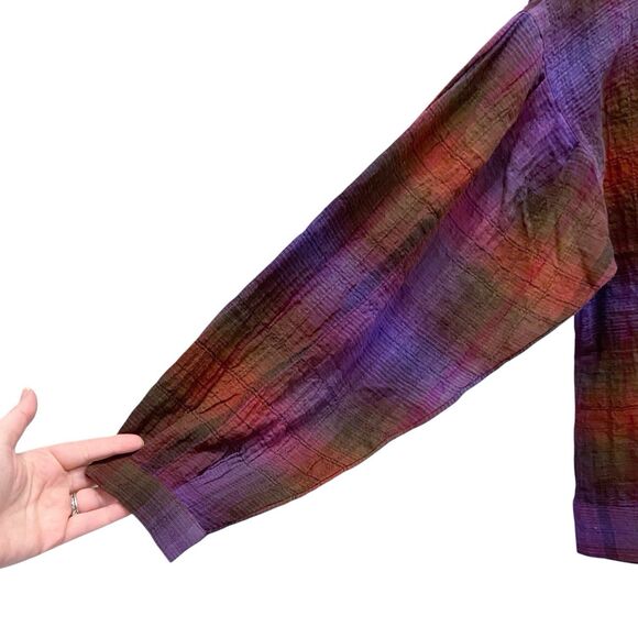 Liverpool Purple & Red Plaid Cuffed Long Sleeve Soft Top Women’s Medium - Picture 5 of 9